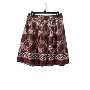 St Johns Bay A-Line Skirt Size 6 Knee Length Lined Purple Brown Geometric Casual